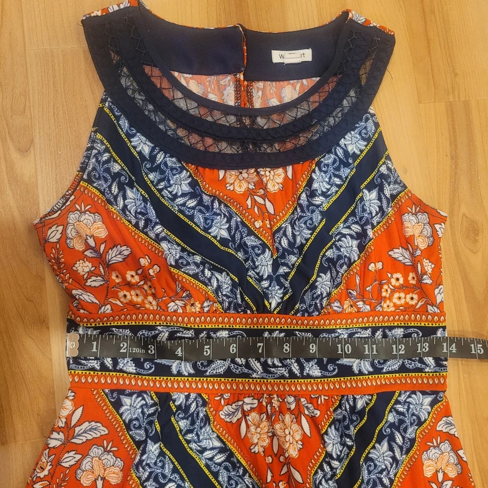Beautiful Orange and Blue Patterned Women's Dress Size S - Picture 4 of 10